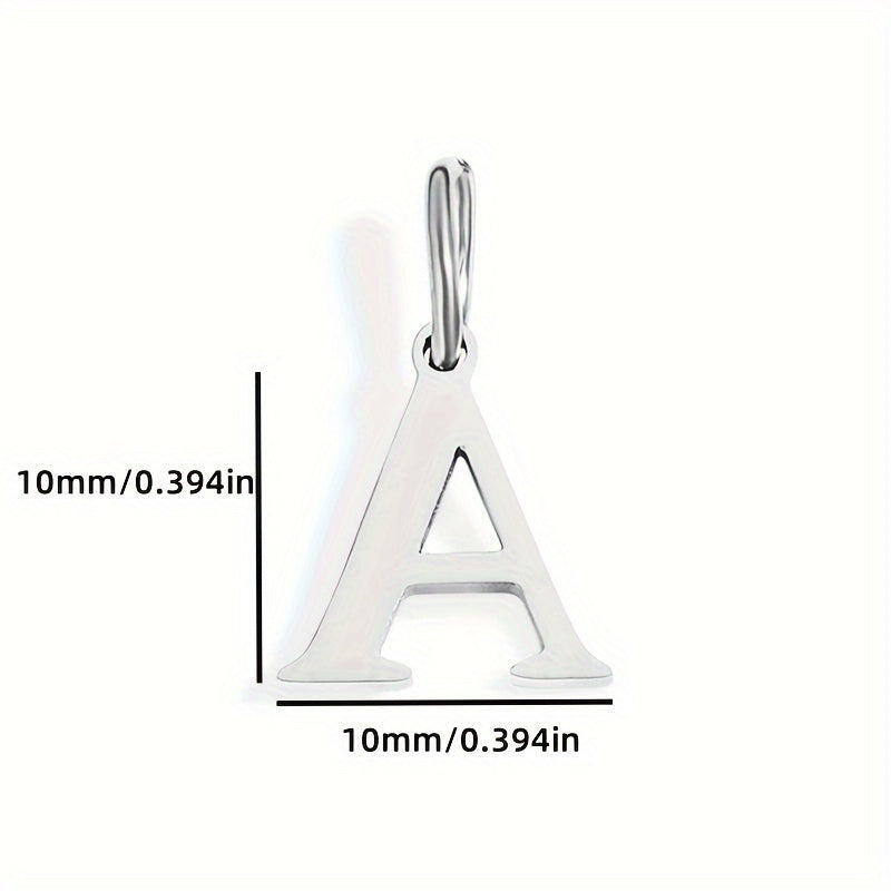 1pc Classic Alphabet Pendant Charm, Stainless Steel, Initial Letter Necklace for Women