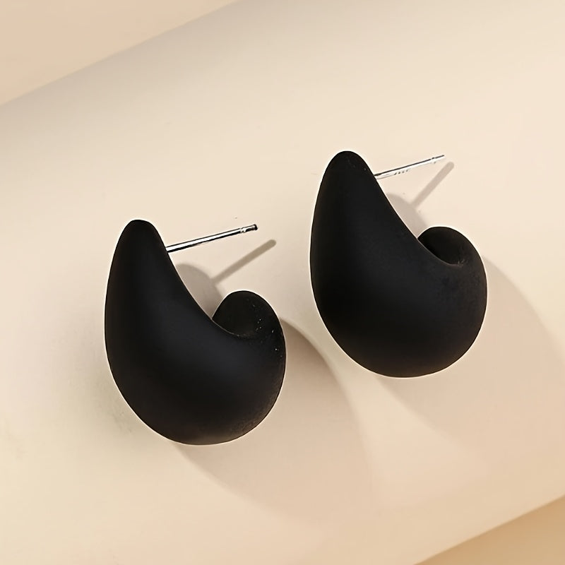 Vintage Elegant C-Shaped Resin Earrings with Stainless Steel