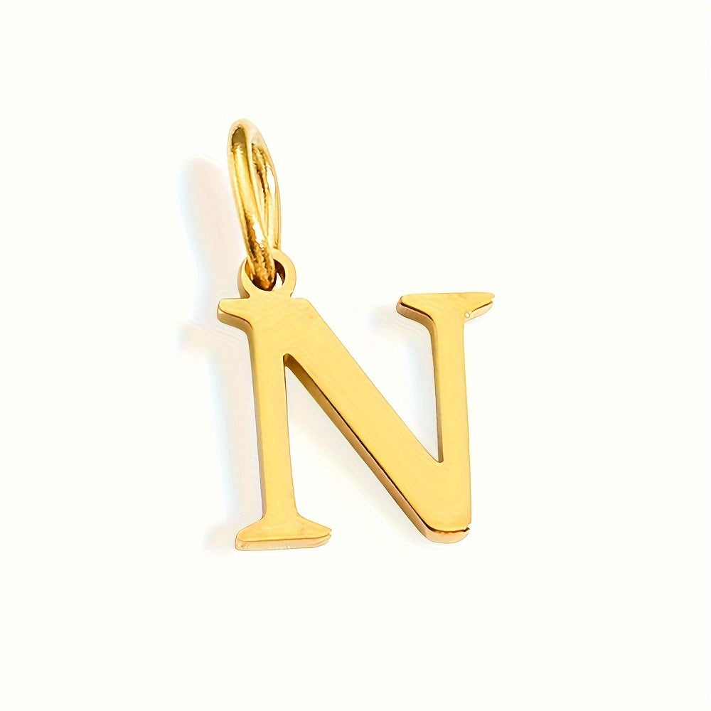 1pc Classic Alphabet Pendant Charm, Stainless Steel, Initial Letter Necklace for Women