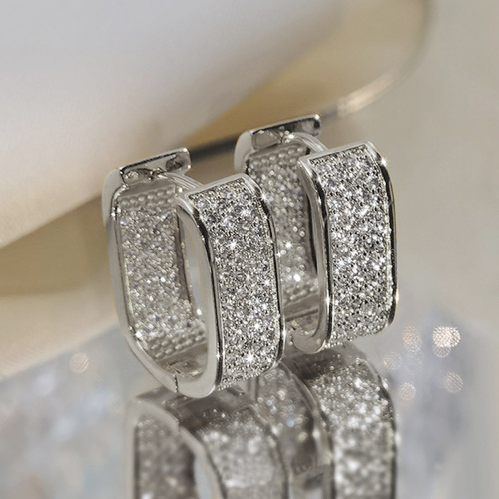 Dainty Paved CZ Hoop Earrings 18k Gold Plated Ear
