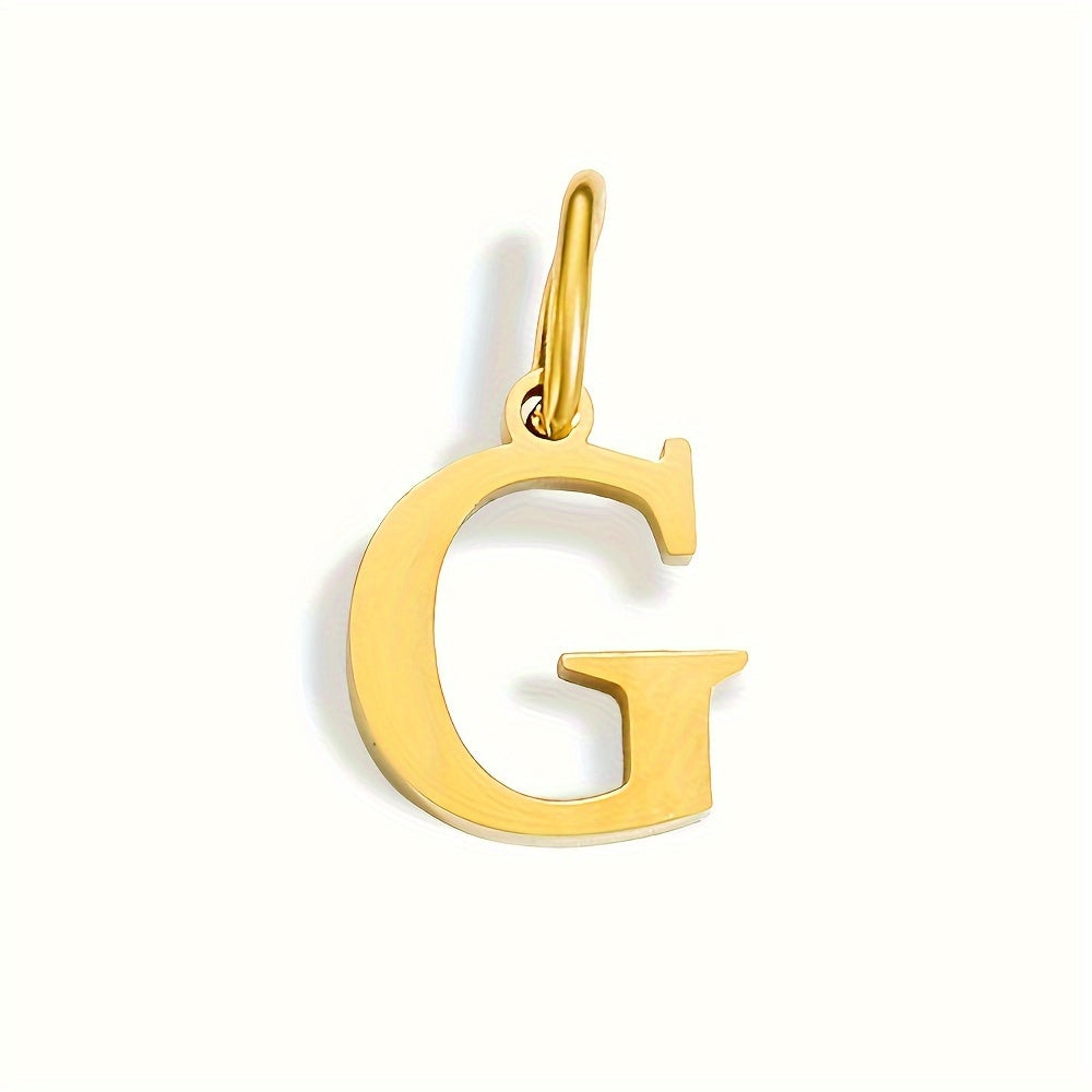 1pc Classic Alphabet Pendant Charm, Stainless Steel, Initial Letter Necklace for Women
