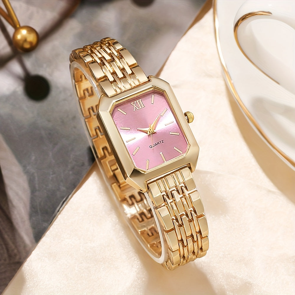 4pcs/1pc Elegant Square Quartz Watch Bracelet