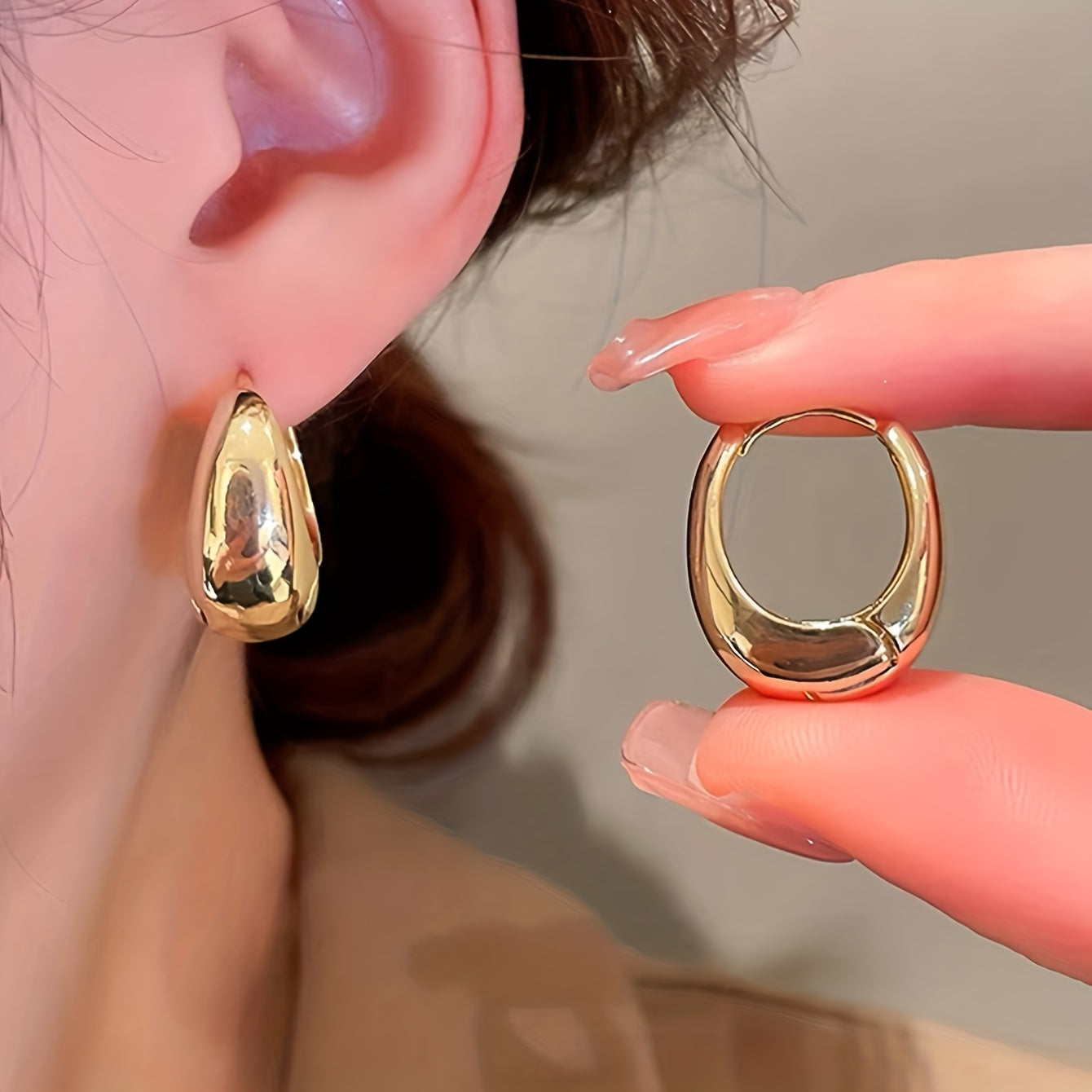 1 Pair Vintage Elegant Geometric Hoop Earrings