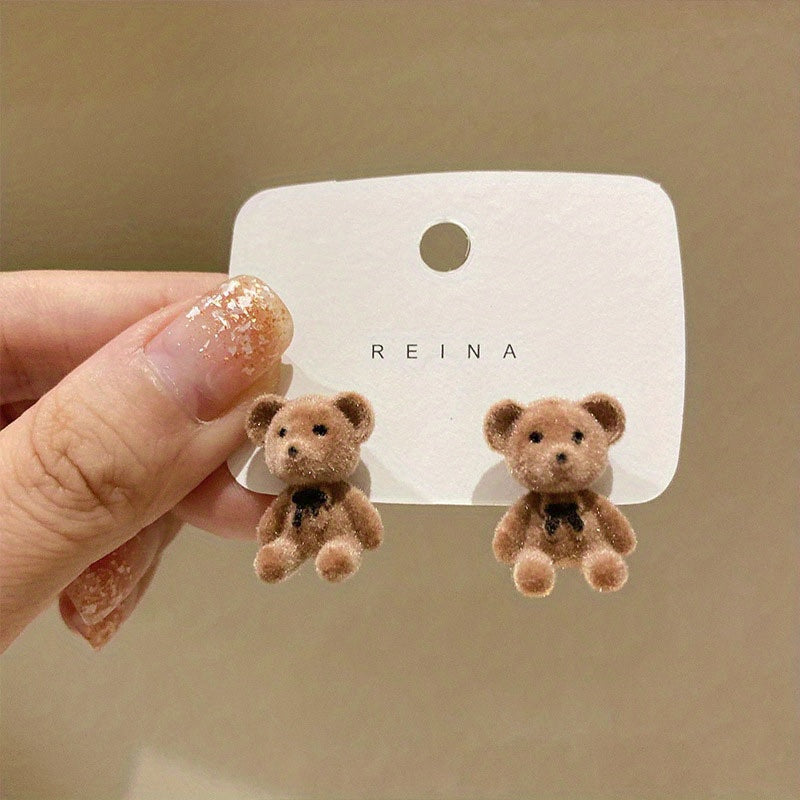 Charming Velvet Rabbit & Bear Stud Earrings