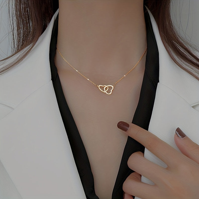 Golden Heart-shaped Necklace For Women