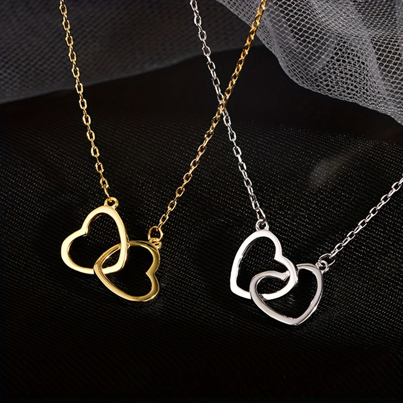 Golden Heart-shaped Necklace For Women