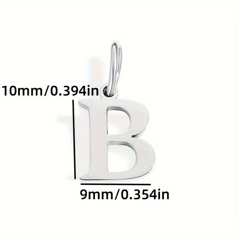 1pc Classic Alphabet Pendant Charm, Stainless Steel, Initial Letter Necklace for Women