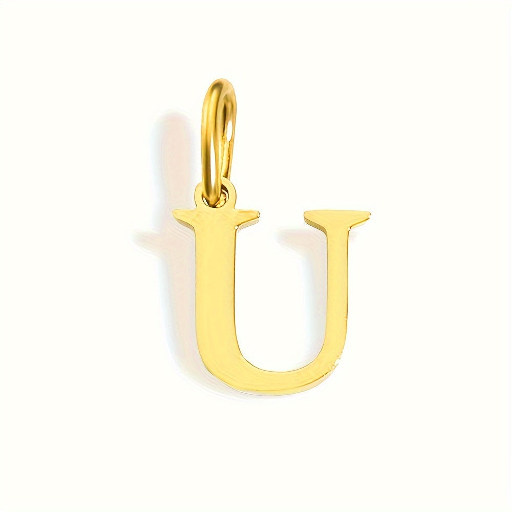 1pc Classic Alphabet Pendant Charm, Stainless Steel, Initial Letter Necklace for Women