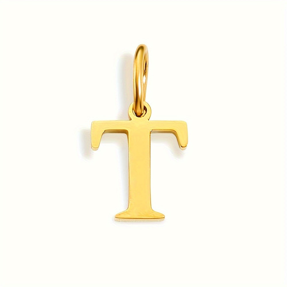 1pc Classic Alphabet Pendant Charm, Stainless Steel, Initial Letter Necklace for Women
