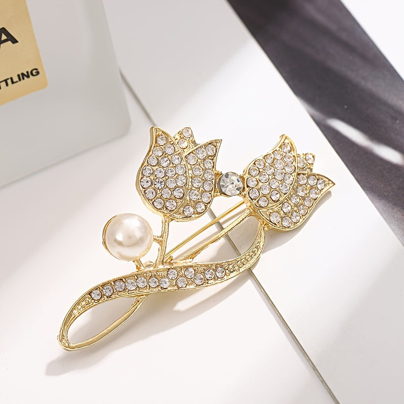 Tulip Pearl Exquisite Design Sense Suit Breast Flower For Women's