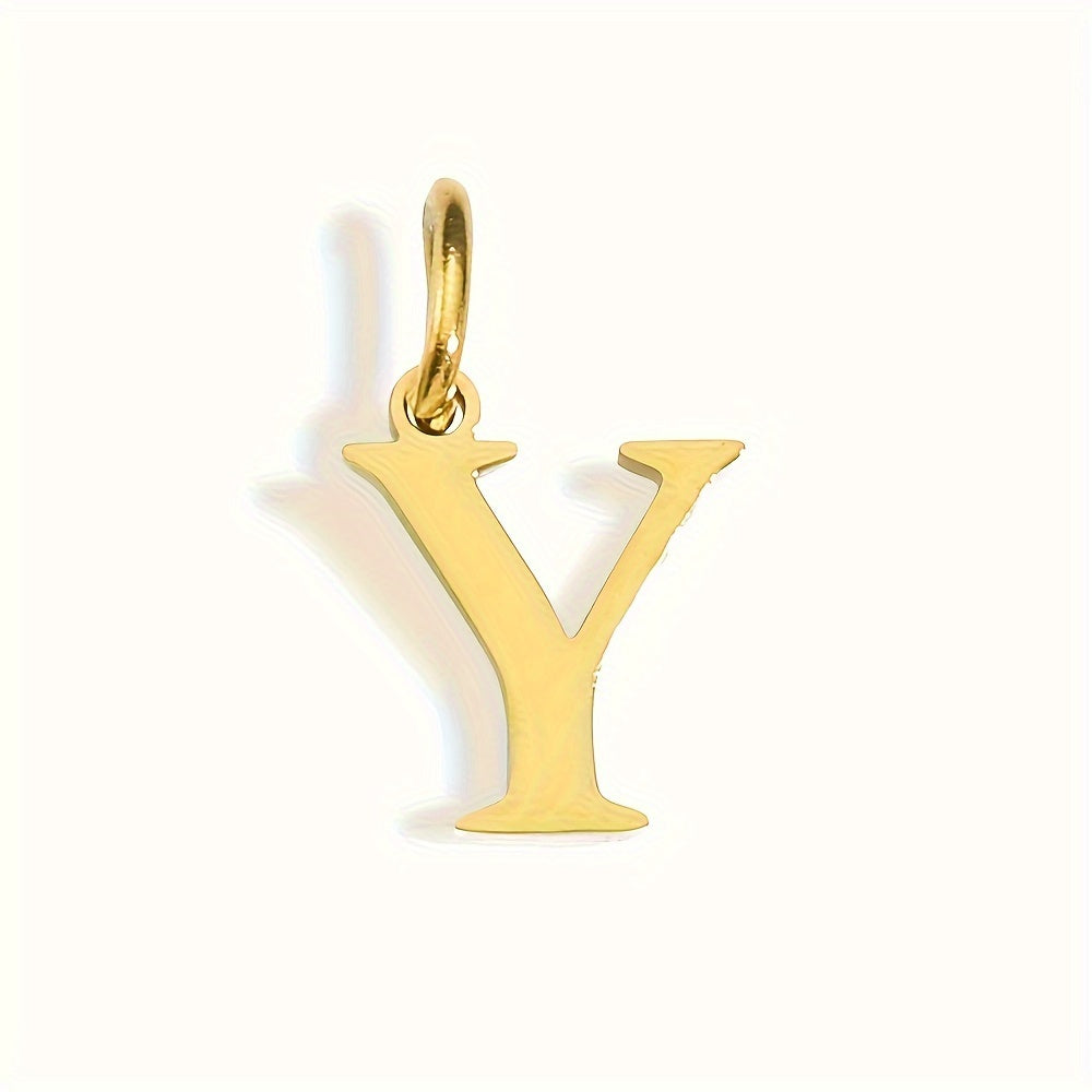 1pc Classic Alphabet Pendant Charm, Stainless Steel, Initial Letter Necklace for Women