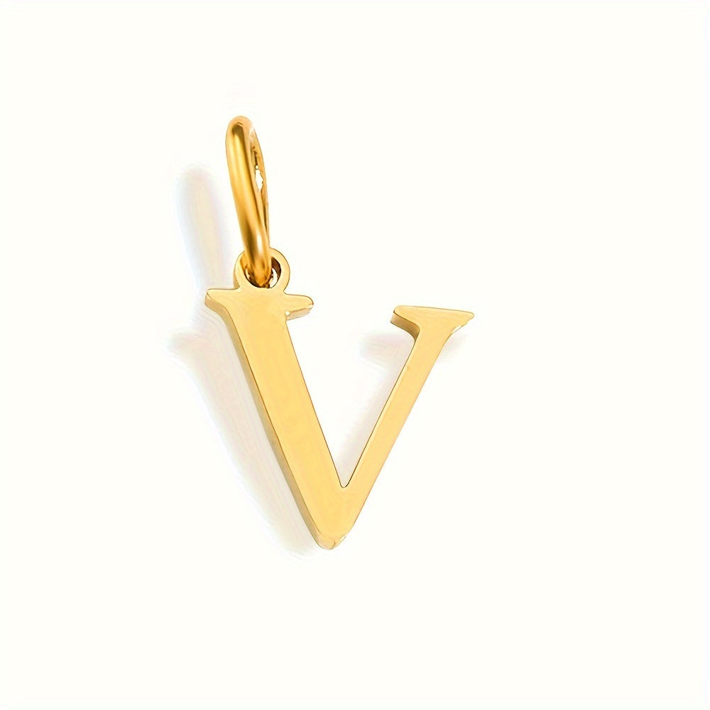 1pc Classic Alphabet Pendant Charm, Stainless Steel, Initial Letter Necklace for Women