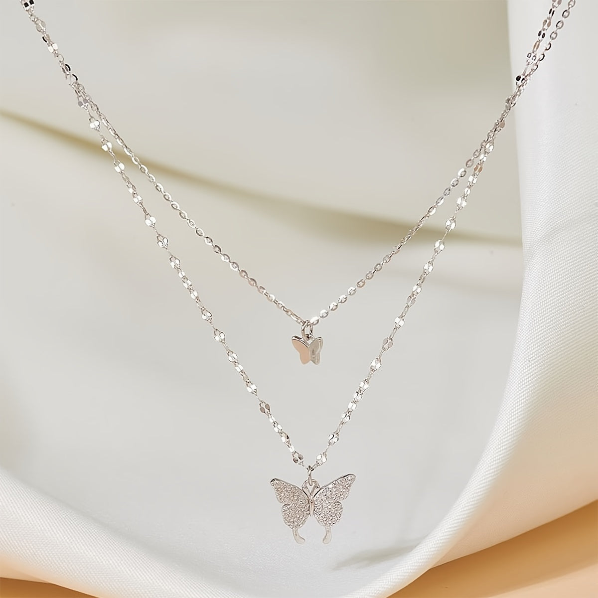 Double Layer Butterfly Alloy Necklace