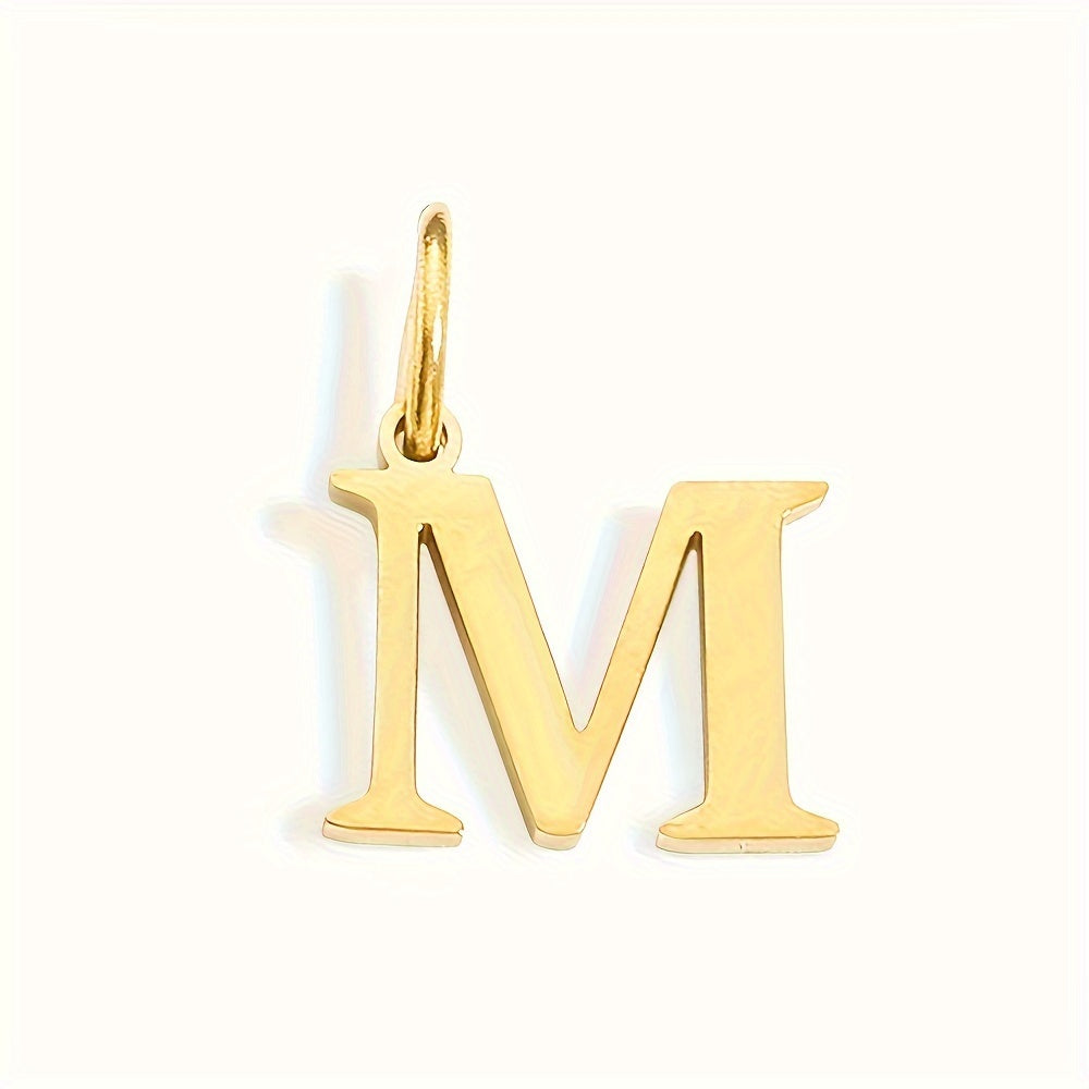 1pc Classic Alphabet Pendant Charm, Stainless Steel, Initial Letter Necklace for Women
