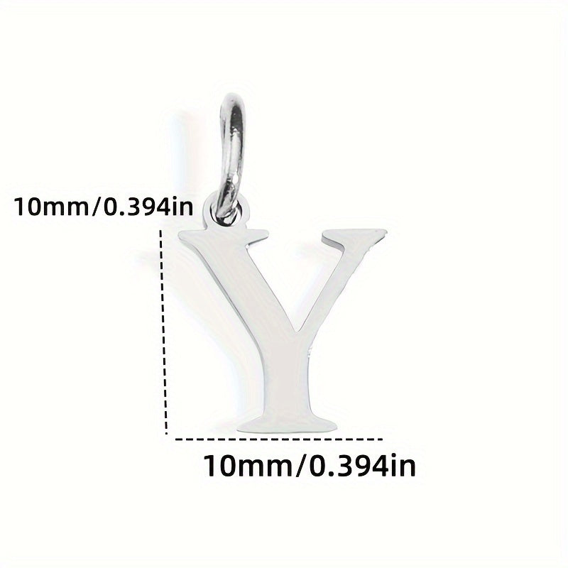 1pc Classic Alphabet Pendant Charm, Stainless Steel, Initial Letter Necklace for Women