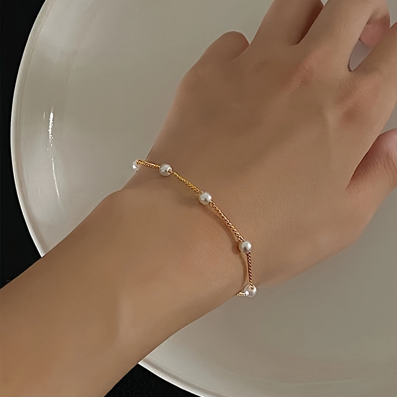 Elegant Faux Pearl Chain Bracelet - Perfect for Casual Attire