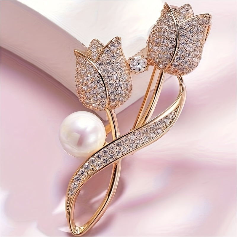 Tulip Pearl Exquisite Design Sense Suit Breast Flower For Women's