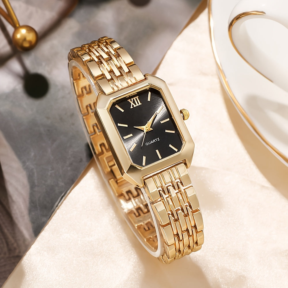 4pcs/1pc Elegant Square Quartz Watch Bracelet