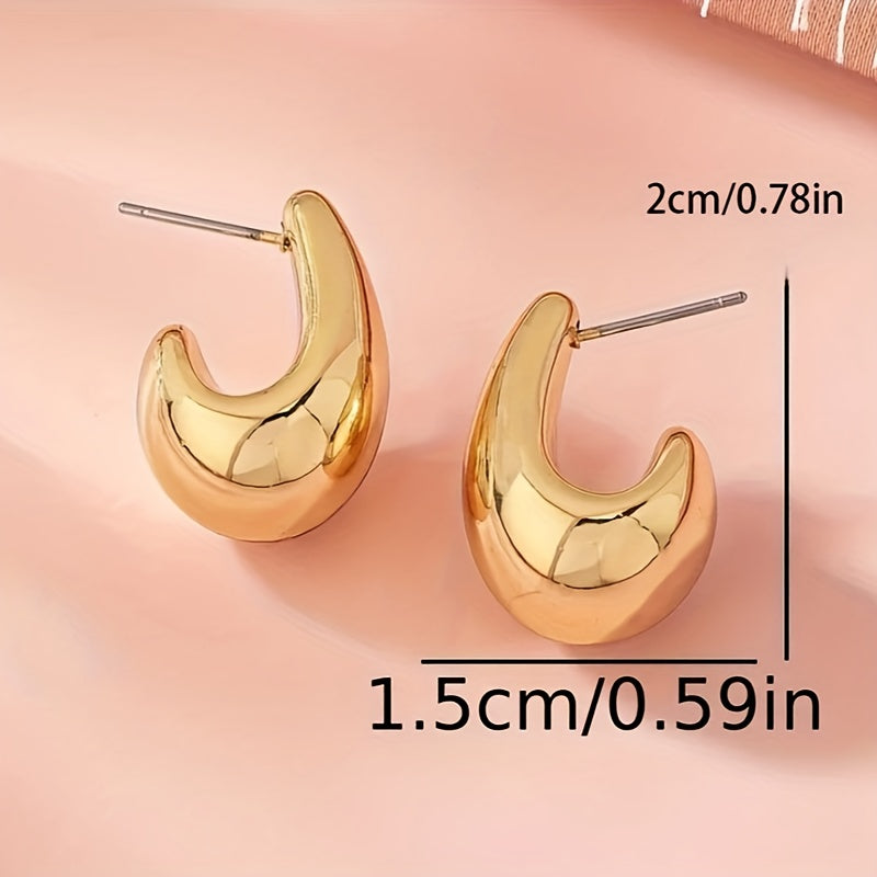 Vintage Elegant C-Shaped Resin Earrings with Stainless Steel