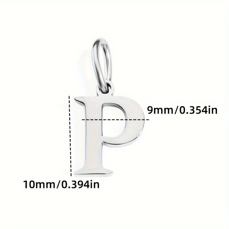 1pc Classic Alphabet Pendant Charm, Stainless Steel, Initial Letter Necklace for Women