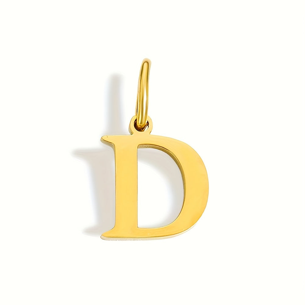 1pc Classic Alphabet Pendant Charm, Stainless Steel, Initial Letter Necklace for Women