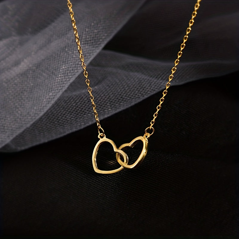 Golden Heart-shaped Necklace For Women