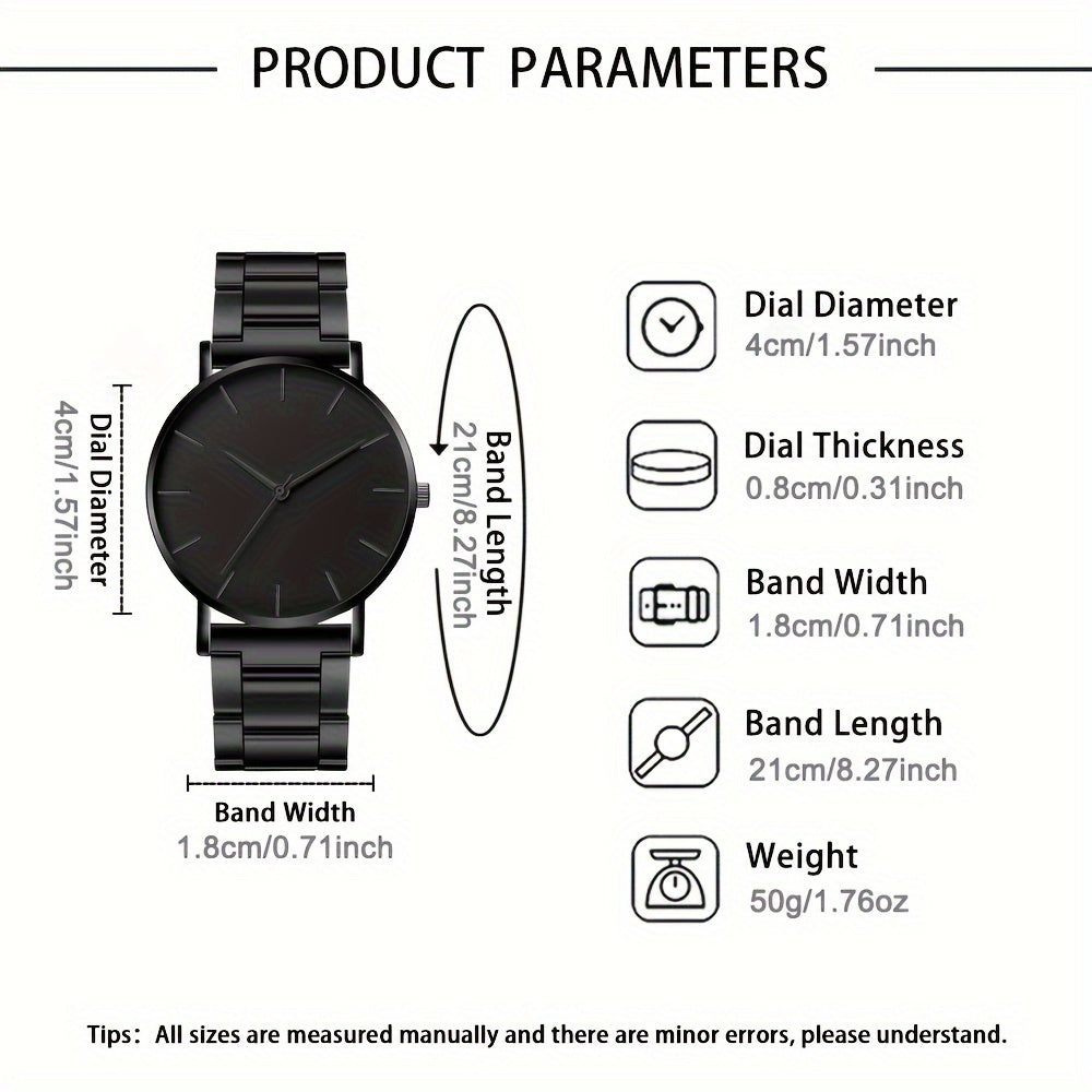 Stylish Men's Stainless Steel Quartz Watch with Classic Round Dial - Precise Movement, Non-Waterproof