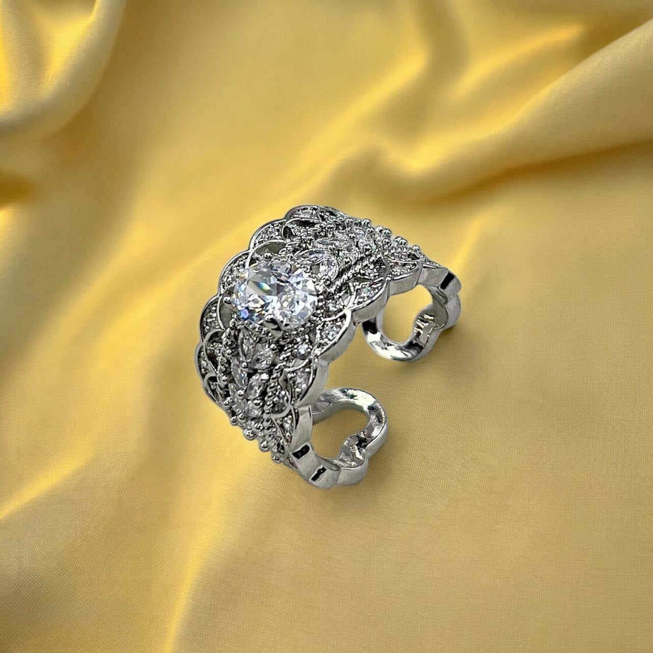 Oval Marquise layered Adjustable Ring