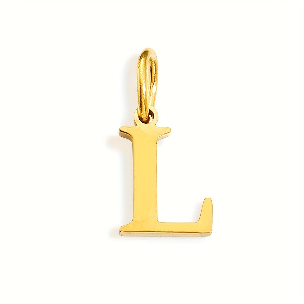 1pc Classic Alphabet Pendant Charm, Stainless Steel, Initial Letter Necklace for Women