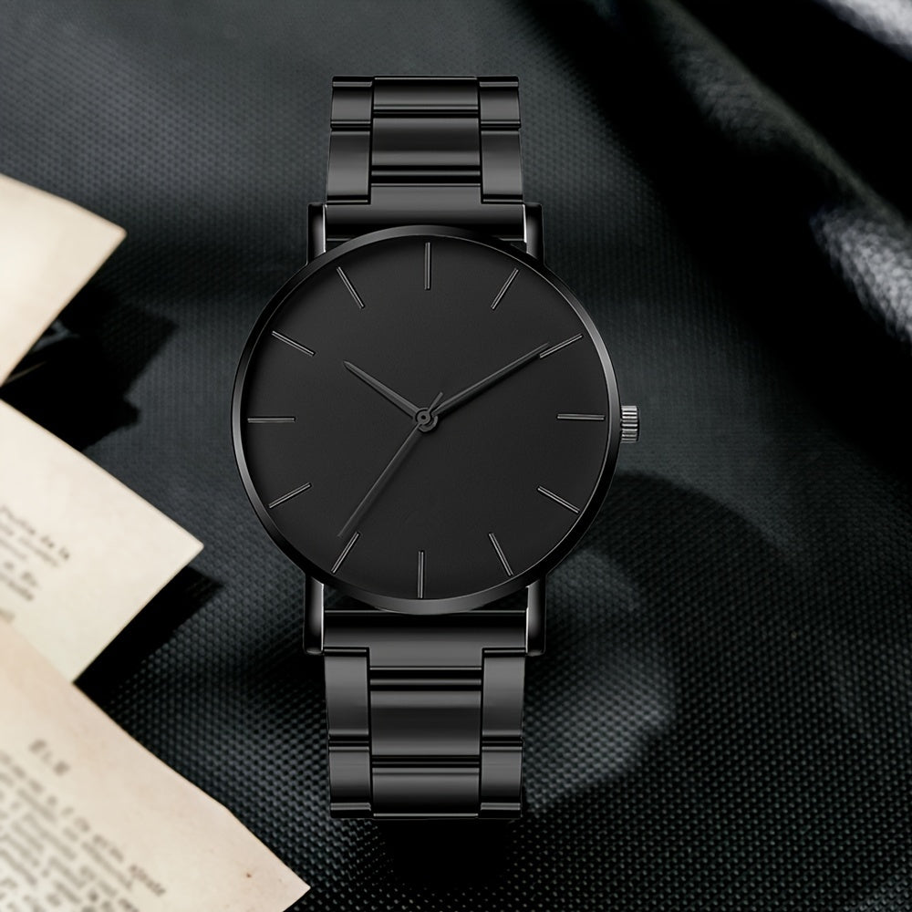 Stylish Men's Stainless Steel Quartz Watch with Classic Round Dial - Precise Movement, Non-Waterproof