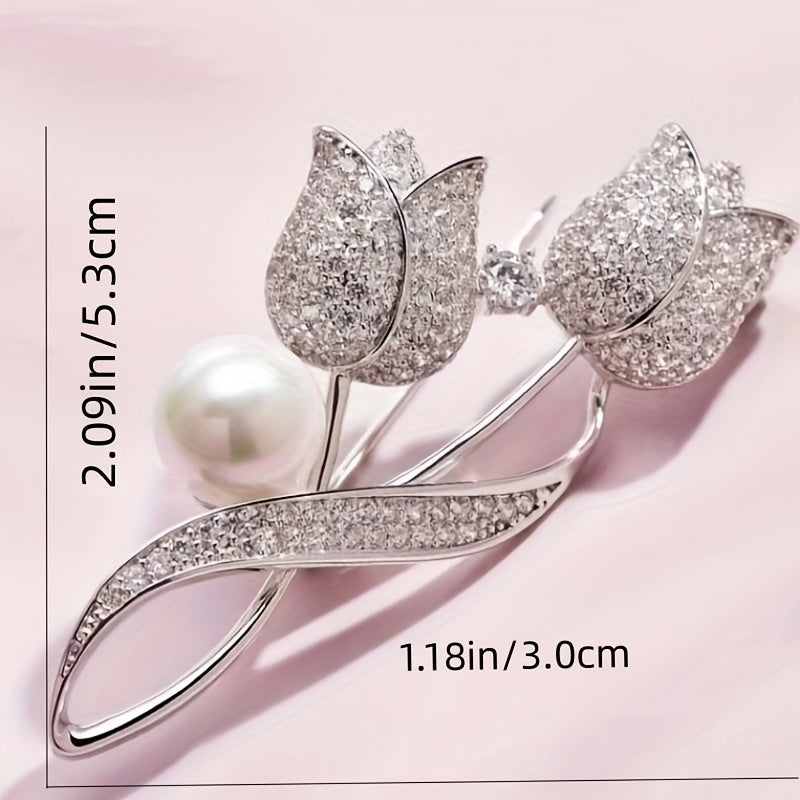 Tulip Pearl Exquisite Design Sense Suit Breast Flower For Women's