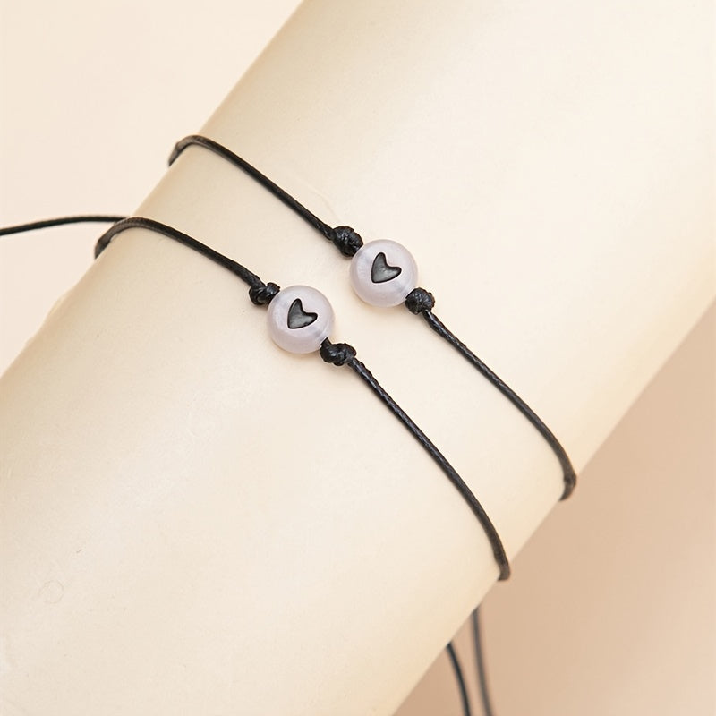 2 pcs Luminous Flat Round Bracelet For Best Friend/ Couples