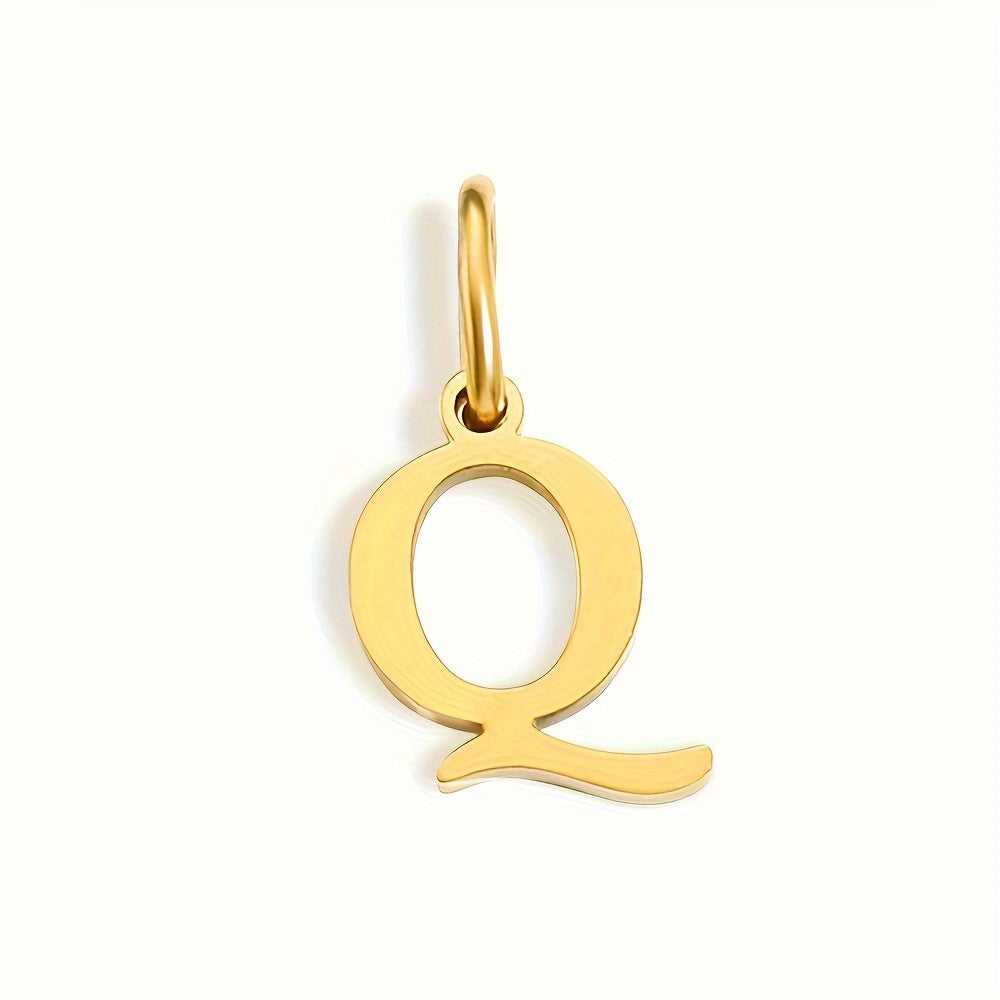 1pc Classic Alphabet Pendant Charm, Stainless Steel, Initial Letter Necklace for Women