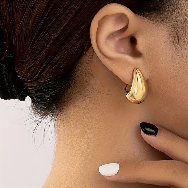 Vintage Elegant C-Shaped Resin Earrings with Stainless Steel