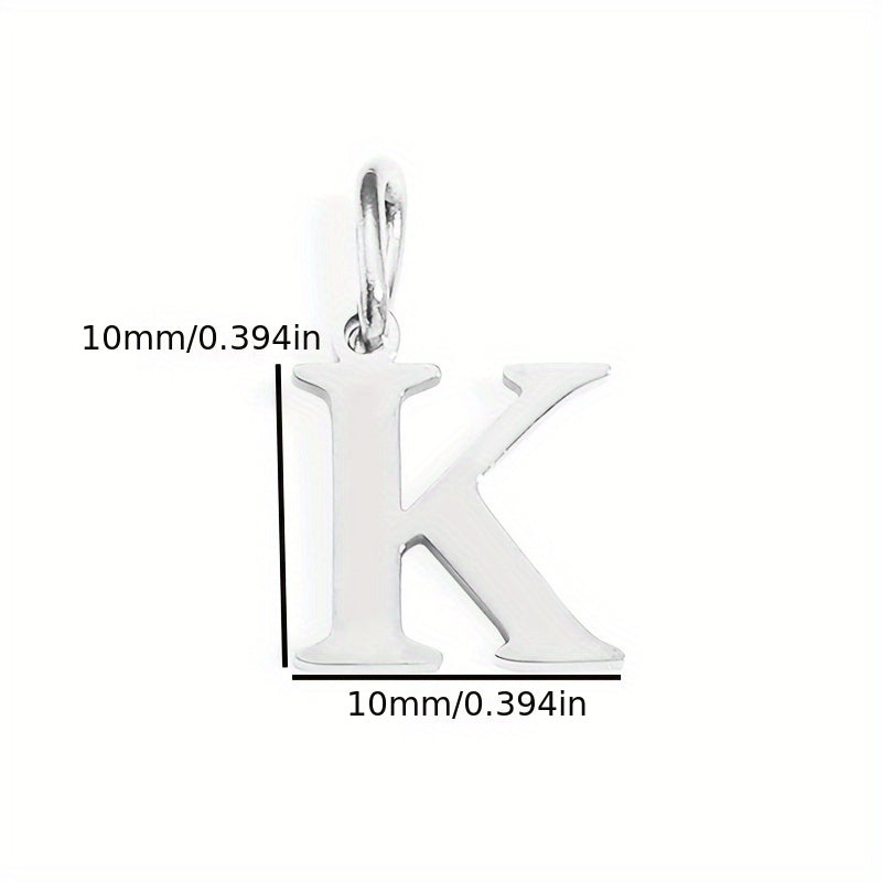1pc Classic Alphabet Pendant Charm, Stainless Steel, Initial Letter Necklace for Women
