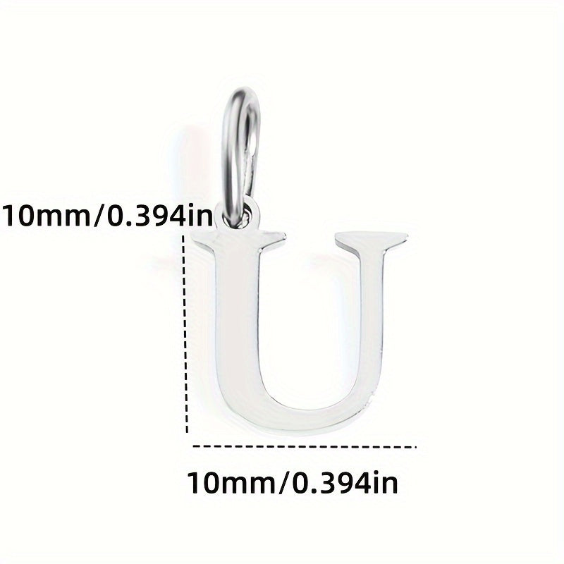 1pc Classic Alphabet Pendant Charm, Stainless Steel, Initial Letter Necklace for Women
