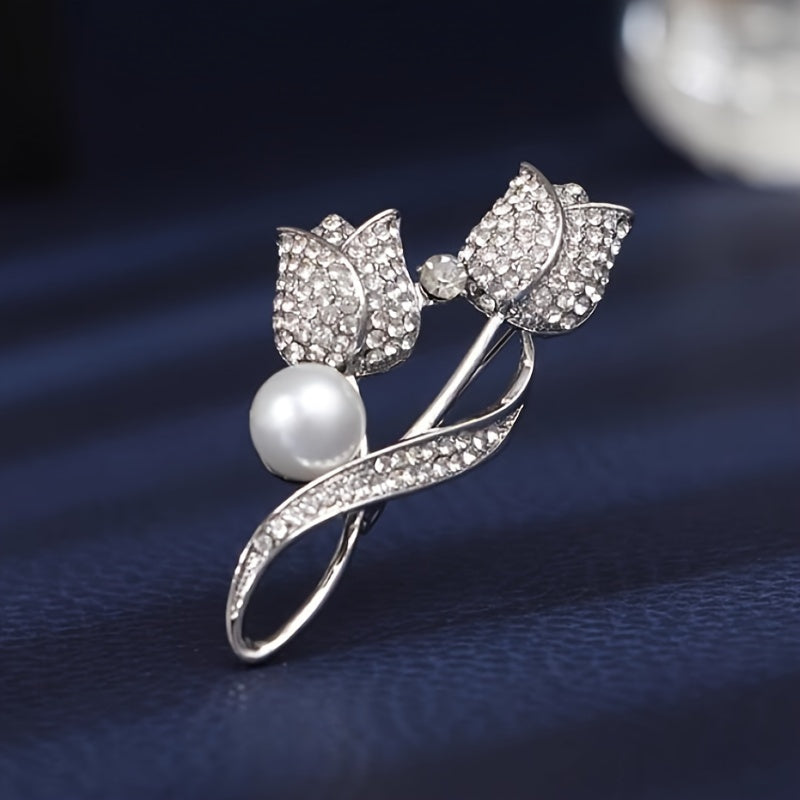Tulip Pearl Exquisite Design Sense Suit Breast Flower For Women's