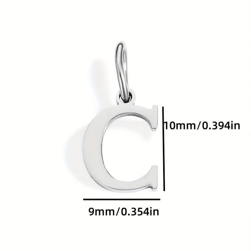 1pc Classic Alphabet Pendant Charm, Stainless Steel, Initial Letter Necklace for Women