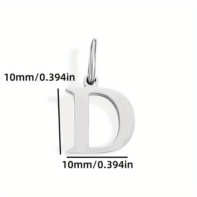 1pc Classic Alphabet Pendant Charm, Stainless Steel, Initial Letter Necklace for Women