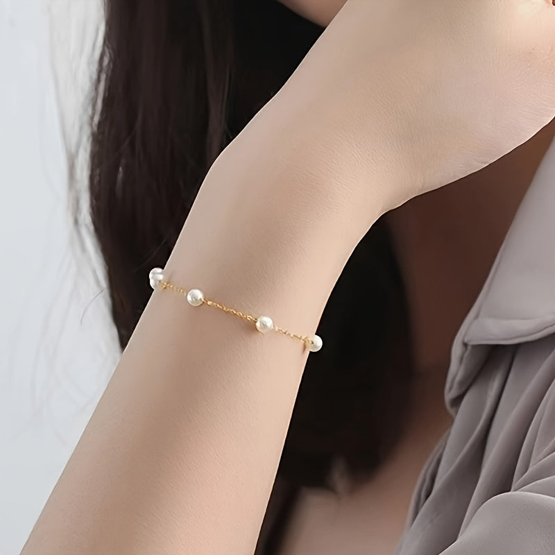Elegant Faux Pearl Chain Bracelet - Perfect for Casual Attire