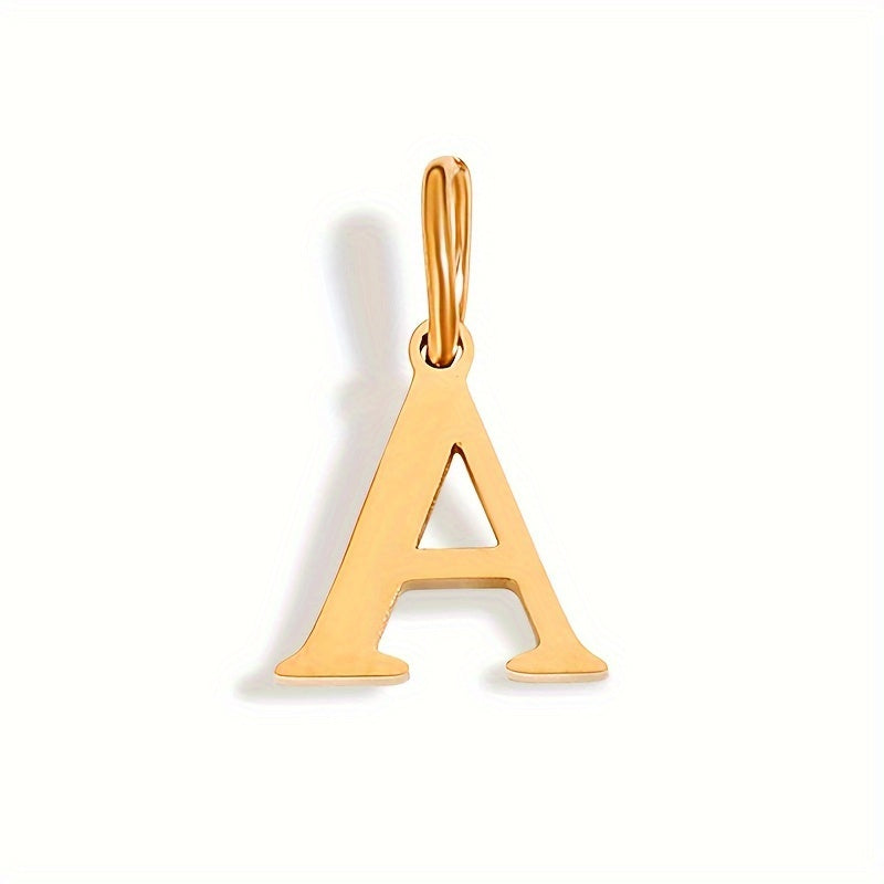 1pc Classic Alphabet Pendant Charm, Stainless Steel, Initial Letter Necklace for Women
