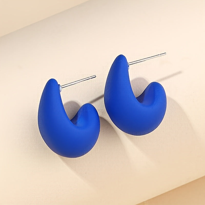 Vintage Elegant C-Shaped Resin Earrings with Stainless Steel