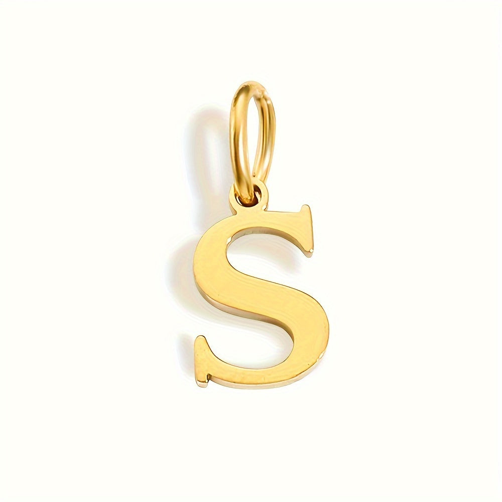 1pc Classic Alphabet Pendant Charm, Stainless Steel, Initial Letter Necklace for Women
