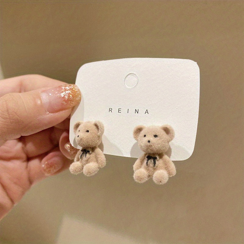 Charming Velvet Rabbit & Bear Stud Earrings