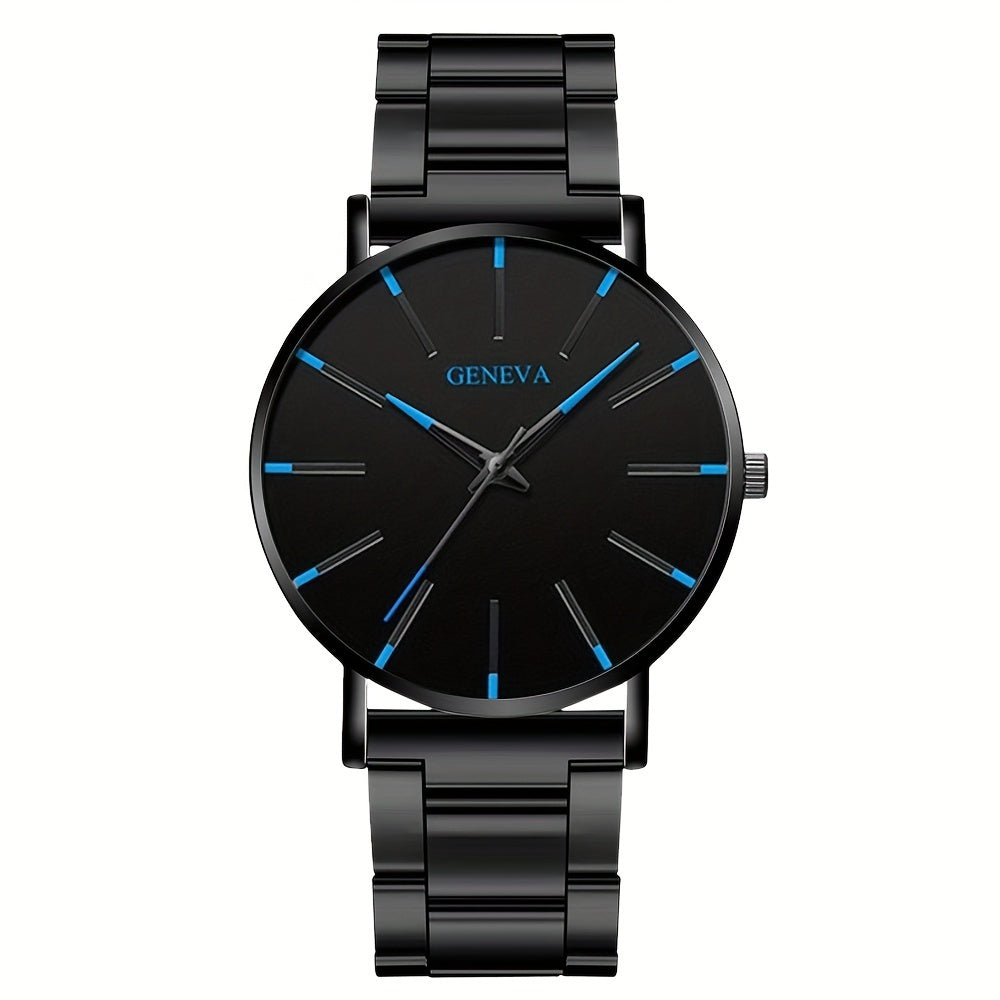 Stylish Men's Stainless Steel Quartz Watch with Classic Round Dial - Precise Movement, Non-Waterproof