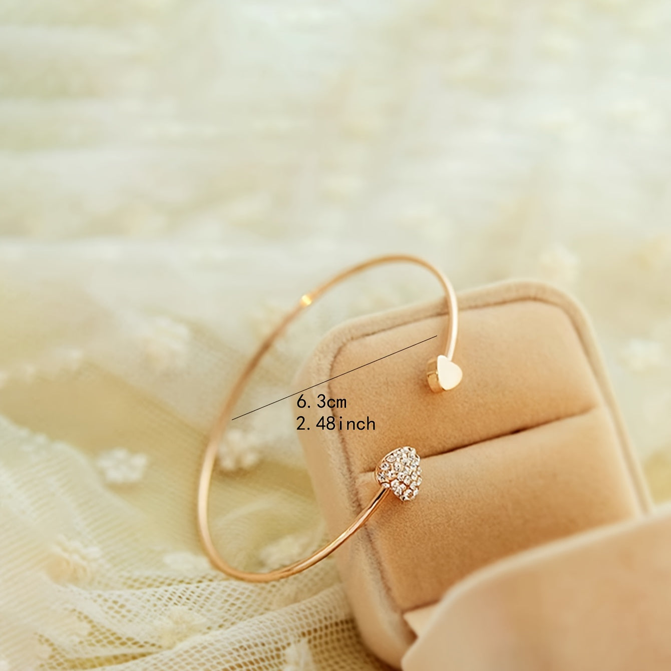 1pc Simple Style Love Heart Open Bangle Bracelet