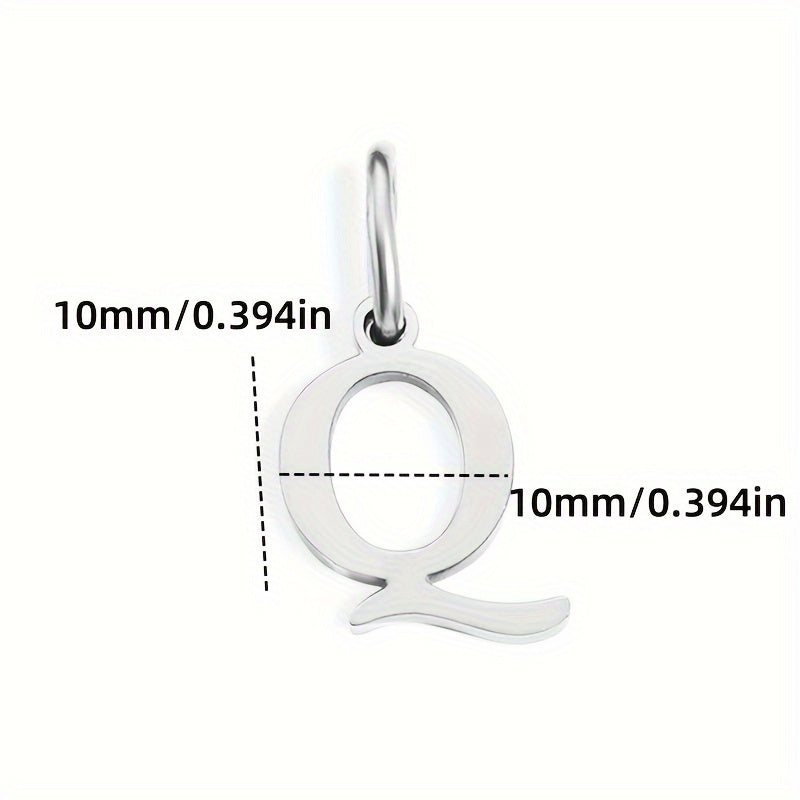 1pc Classic Alphabet Pendant Charm, Stainless Steel, Initial Letter Necklace for Women