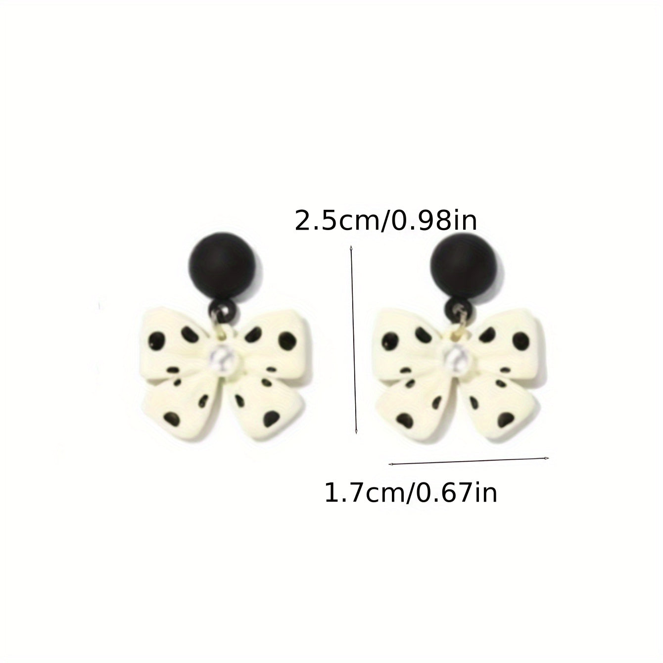 Elegant Polka Dot Faux Pearl Bow Drop Earrings for Women
