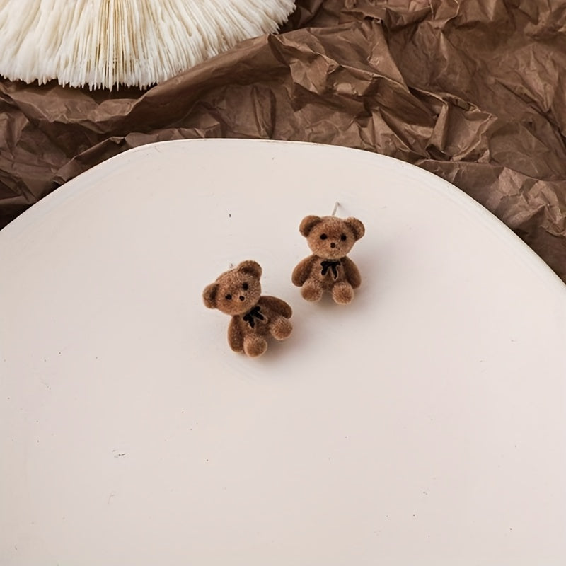 Charming Velvet Rabbit & Bear Stud Earrings