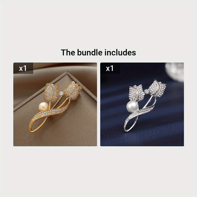 Tulip Pearl Exquisite Design Sense Suit Breast Flower For Women's